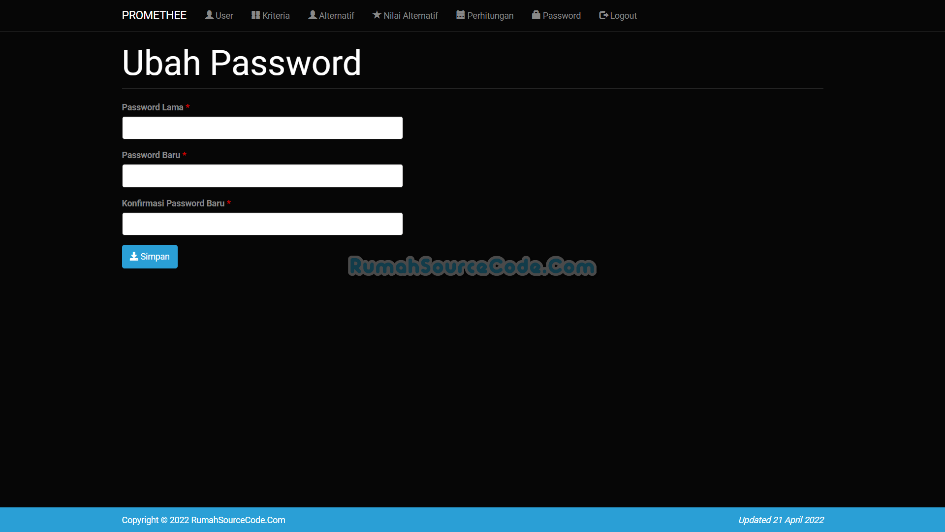 SPK Metode PROMETHEE PHP Password
