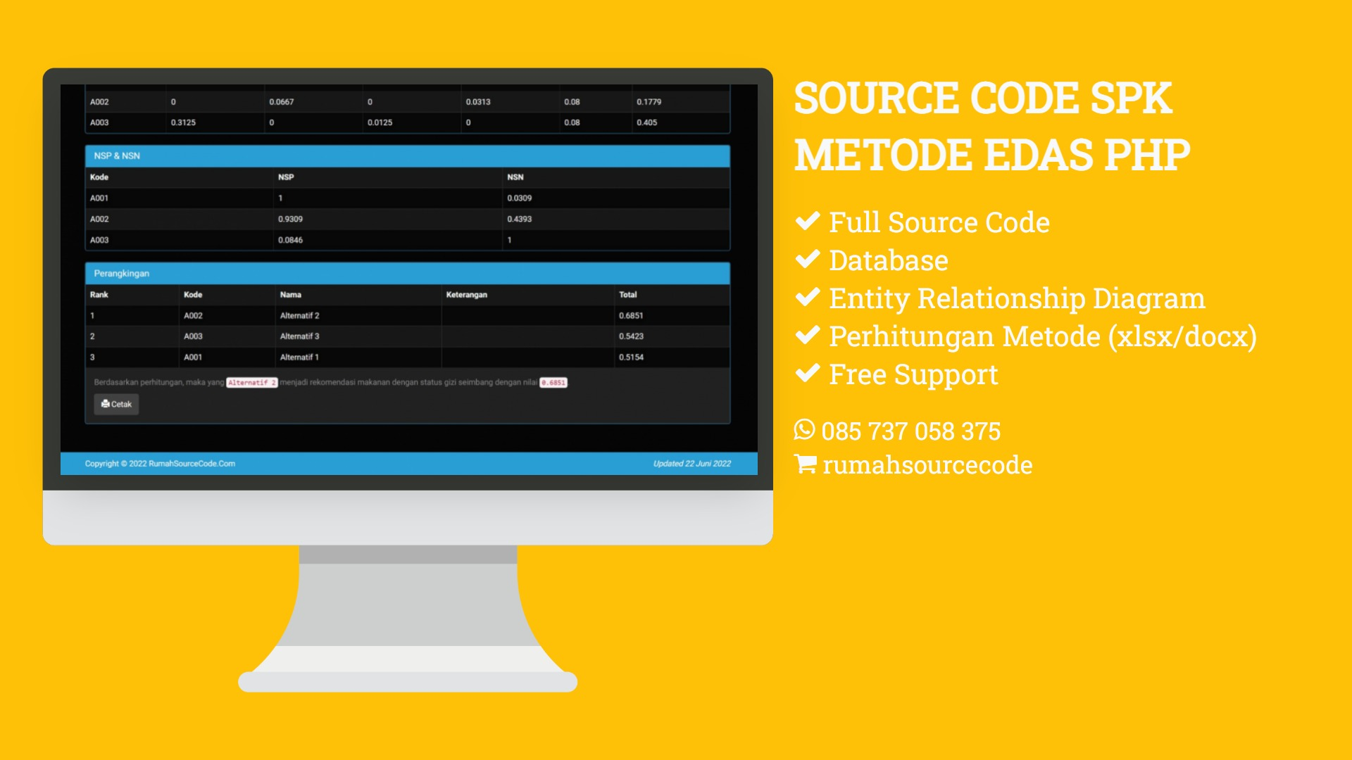 Source Code SPK Metode EDAS PHP